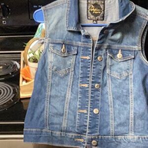 Denim Vest with Button Details